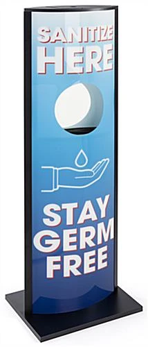 Touchless Hand Sanitizer Dispenser, Generic Gel, Floor Stand, Pre-Print Graphic-Blue