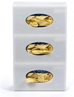 Acrylic Supply Dispenser, Wall Mount, Holds Sanitizer, Wipes, 3 Glove Boxes - White -LuxeDisplay Shop fghsgbwhs.ra4 preview