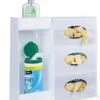 Acrylic Supply Dispenser, Wall Mount, Holds Sanitizer, Wipes, 3 Glove Boxes - White
