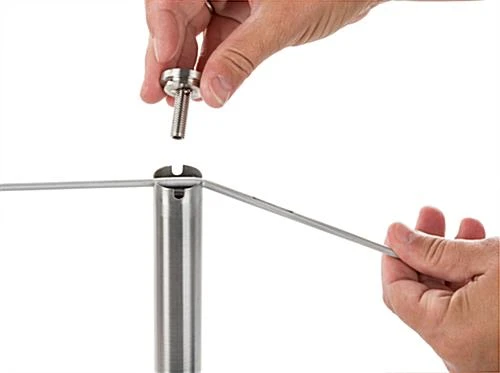 QueuePole Slim 39” Silver Stanchion Post, Rope Not Included 4 QueuePole Slim 39” Silver Stanchion Post, Rope Not Included - Image 2