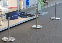 QueuePole Slim 50' Elastic Barrier Cord - Gray -LuxeDisplay Shop fgmsc50sv.renv preview