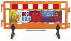 76"w X 40"h Interlocking Crowd Control Barrier, HDPE Plastic - Orange -LuxeDisplay Shop fgpfblarge.ra11 preview