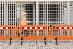 76"w X 40"h Interlocking Crowd Control Barrier, HDPE Plastic - Orange -LuxeDisplay Shop fgpfblarge.ra7 preview