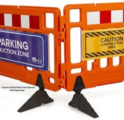 76"w X 40"h Interlocking Crowd Control Barrier, HDPE Plastic - Orange -LuxeDisplay Shop fgpfbssign.ra8 preview