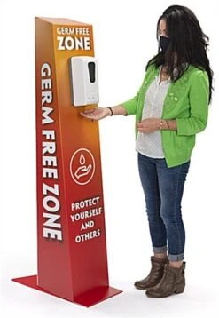 12 X 60 Touchless Sanitizer Dispenser Station W/ Pre-Printed Graphics - Red -LuxeDisplay Shop fgtrihsssg.ra7 preview