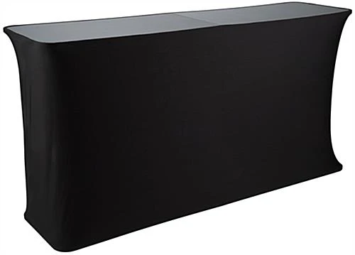 6’ Wide Portable Counter With Black Stretch Cover & Carrying Bags - Black & Silver 3 6’ Wide Portable Counter With Black Stretch Cover & Carrying Bags - Black & Silver