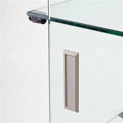 Retail Counter W/ Frameless Tempered Glass Design, 2 Fixed Shelves & Black Base -LuxeDisplay Shop frc4blkkd.ra4 preview