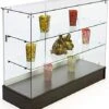Retail Counter W/ Frameless Tempered Glass Design, 2 Fixed Shelves & Black Base -LuxeDisplay Shop frc4blkkd.rw preview