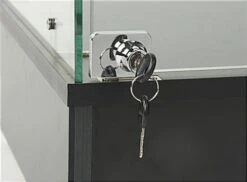 18” Glass Display Case With 4 Fixed Height Shelves, Frameless, Hinged Door – Black -LuxeDisplay Shop frcnrblk.ra3 preview