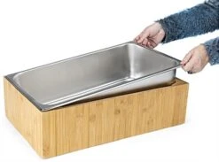 21"w X 6.5"h Ice Housing With Removable Stainless Steel Tray - Bamboo -LuxeDisplay Shop fsihwoodl.ra4 preview