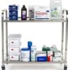 37.25 X 36.5 Service Cart, 2 Tiers, Stainless Steel, Locking Wheels - Silver -LuxeDisplay Shop fssscart1.rw preview