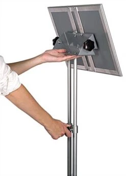 11 X 17 Menu Floor Stand, Snap Open, Tilting, Adjustable Height - Silver -LuxeDisplay Shop fst1711slv.ra4 preview