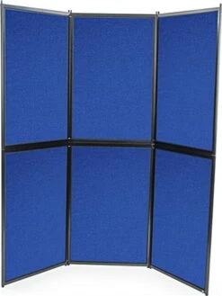 56"w Floor Standing Hook & Loop Display Board, 6 Panels, Double Sided - Blue -LuxeDisplay Shop fsx7272lb.ra preview