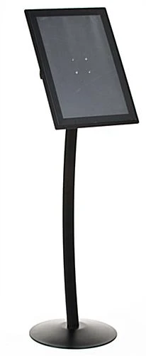 17 X 11 Menu Stand For Floor, Adhesive Lens, Curved Post, Portrait/Landscape - Black