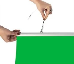 72 X 72 Green Screen Banner W/ Aluminum Snap Rails, Ceiling Hanging - Chroma Green -LuxeDisplay Shop gnhb7272.ra2 preview