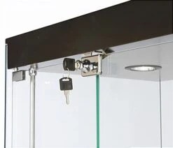 24” Display Case W/ LED Lights, Frameless, Hinged Door, Ships Assembled - Black -LuxeDisplay Shop gtap24ledb.ra2 preview
