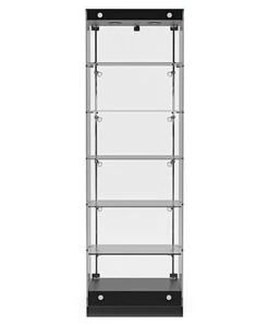 24” Display Case W/ LED Lights, Frameless, Hinged Door, Ships Assembled - Black -LuxeDisplay Shop gtap24ledb.ra5 preview