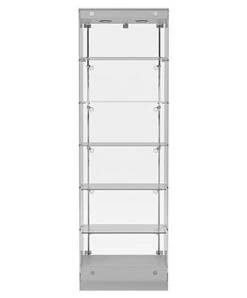 24” Display Case W/ LED Lights, Frameless, Hinged Door, Ships Assembled - Silver -LuxeDisplay Shop gtap24leds.ra1 preview