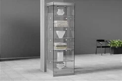 24” Display Case W/ LED Lights, Frameless, Hinged Door, Ships Assembled - Silver -LuxeDisplay Shop gtap24leds.ra7 preview