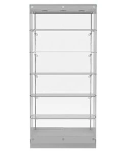36” Display Case W/ LED Lights, Frameless, Sliding Doors, Ships Assembled - Silver -LuxeDisplay Shop gtap36leds.ra4 preview