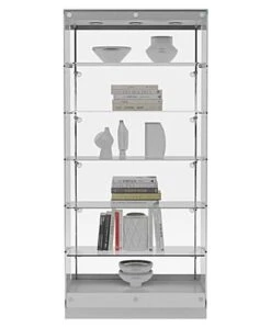 36” Display Case W/ LED Lights, Frameless, Sliding Doors, Ships Assembled - Silver -LuxeDisplay Shop gtap36leds.ra5 preview