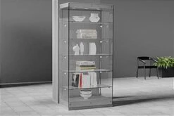 36” Display Case W/ LED Lights, Frameless, Sliding Doors, Ships Assembled - Silver -LuxeDisplay Shop gtap36leds.ra6 preview