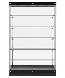 48” Display Case W/ LED Lights, Frameless, Sliding Doors, Ships Assembled - Black -LuxeDisplay Shop gtap48ledb.ra4 preview