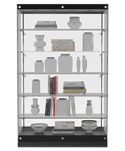 48” Display Case W/ LED Lights, Frameless, Sliding Doors, Ships Assembled - Black -LuxeDisplay Shop gtap48ledb.ra5 preview