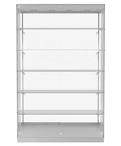 48” Display Case W/ LED Lights, Frameless, Sliding Door, Ships Assembled - Silver -LuxeDisplay Shop gtap48leds.ra5 preview