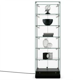 24" Glass Display Case W/LED Lights, Hinged Door,Frameless, Ships Assembled - Black 8 24" Glass Display Case W/LED Lights, Hinged Door,Frameless, Ships Assembled - Black -LuxeDisplay Shop gtec24ledb.ra2 preview
