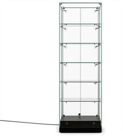 24" Glass Display Case W/LED Lights, Hinged Door,Frameless, Ships Assembled - Black 9 24" Glass Display Case W/LED Lights, Hinged Door,Frameless, Ships Assembled - Black -LuxeDisplay Shop gtec24ledb.ra3 preview