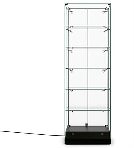 24" Glass Display Case W/LED Lights, Hinged Door,Frameless, Ships Assembled - Black 6 24" Glass Display Case W/LED Lights, Hinged Door,Frameless, Ships Assembled - Black - Image 4