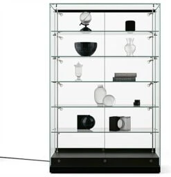48" Glass Display Case W/ LED Side Lights, Sliding Door, Frameless - Black -LuxeDisplay Shop gtec48ledb.ra2 preview