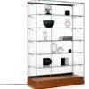 48" Glass Display Case W/ LED Side Lights, Sliding Door, Frameless - Cherry -LuxeDisplay Shop gtec48ledc.rw preview