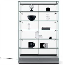 48" Glass Display Case W/ LED Side Lights, Sliding Door, Frameless - Silver 7 48" Glass Display Case W/ LED Side Lights, Sliding Door, Frameless - Silver -LuxeDisplay Shop gtec48leds.ra1 preview