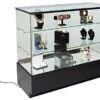 4ft. Glass Retail Counter W/ Mirror Deck, LED, Slider Doors, Ships Assembled, Black -LuxeDisplay Shop gtled4fblk.rw preview