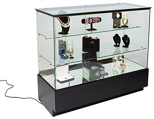 4ft. Glass Retail Counter W/ Mirror Deck, LED, Slider Doors, Ships Assembled, Black 3 4ft. Glass Retail Counter W/ Mirror Deck, LED, Slider Doors, Ships Assembled, Black