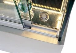 4ft. Glass Retail Counter W/ Mirror Deck, LED, Slider Doors, Ships Assembled, Silver -LuxeDisplay Shop gtled4fslv.ra3 preview