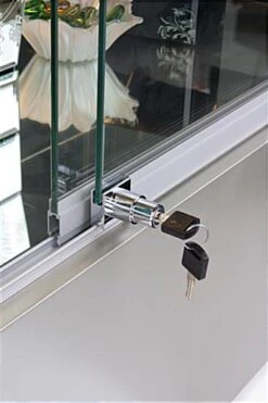 4ft. Glass Retail Counter W/ Mirror Deck, LED, Slider Doors, Ships Assembled, Silver -LuxeDisplay Shop gtled4fslv.ra4 preview