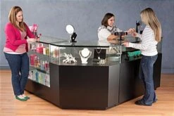 4ft. Glass Retail Counter W/ Mirror Deck, LED, Slider Doors, Ships Assembled, Black 15 4ft. Glass Retail Counter W/ Mirror Deck, LED, Slider Doors, Ships Assembled, Black -LuxeDisplay Shop gtled configb3 8776 preview