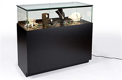 48" Quarter Vision Display Case W/Cabinets And Drawers, Ships Assembled - Black 3 48" Quarter Vision Display Case W/Cabinets And Drawers, Ships Assembled - Black