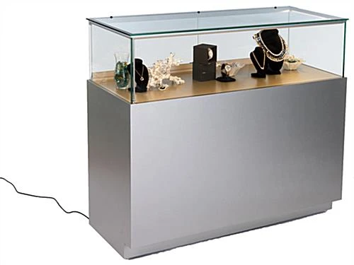 48" Quarter Vision Display Case W/Cabinets And Drawers, Ships Assembled - Silver 3 48" Quarter Vision Display Case W/Cabinets And Drawers, Ships Assembled - Silver