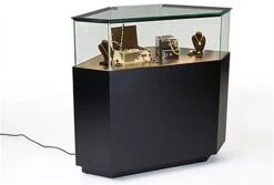 44" Quarter Vision Corner Display Case W/Drawers, Ships Assembled - Black