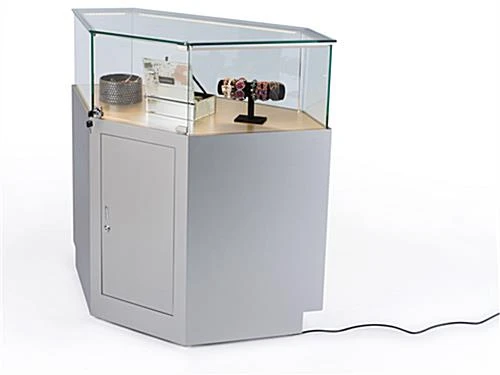 44" Quarter Vision Corner Display Case, W/Drawers, Ships Assembled - Silver 4 44" Quarter Vision Corner Display Case, W/Drawers, Ships Assembled - Silver - Image 2