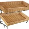 Tiered Wire Stand W/ 2 Woven Baskets