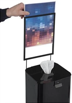 Hand Sanitizer Wipes Dispenser, 8.5 X 11 Sign Frame, Trash Bin - Black 9 Hand Sanitizer Wipes Dispenser, 8.5 X 11 Sign Frame, Trash Bin - Black -LuxeDisplay Shop hdszsd40bk.ra2 preview