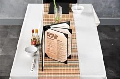 Menu Cover Holds (6) 8.5 X 11 Menus, Photo Album Corners, 4-Panel - Black -LuxeDisplay Shop hp4lm8511.renv preview