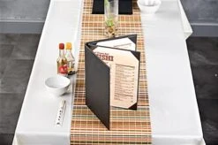 Menu Cover Holds (4) 8.5 X 11 Menus, Photo Album Corners, 3-Panel - Black -LuxeDisplay Shop hp85113lm.renv preview