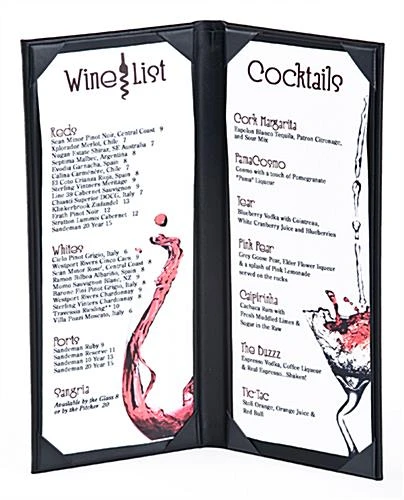 Menu Cover For 4.25 X 11 Menus, Photo Album Corners, Double Panel - Black 5 Menu Cover For 4.25 X 11 Menus, Photo Album Corners, Double Panel - Black - Image 3