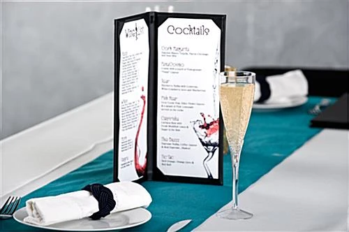 Menu Cover For 4.25 X 11 Menus, Photo Album Corners, Double Panel - Black 6 Menu Cover For 4.25 X 11 Menus, Photo Album Corners, Double Panel - Black - Image 4